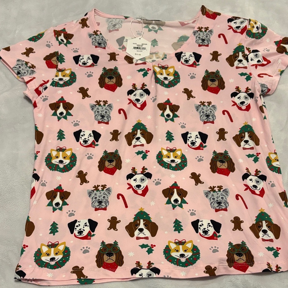 Pink Dog Print Pajama Shirt